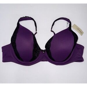 NWT Soma Embraceable Full Coverage Lace Trim Bra 38B Plum Purple Underwire